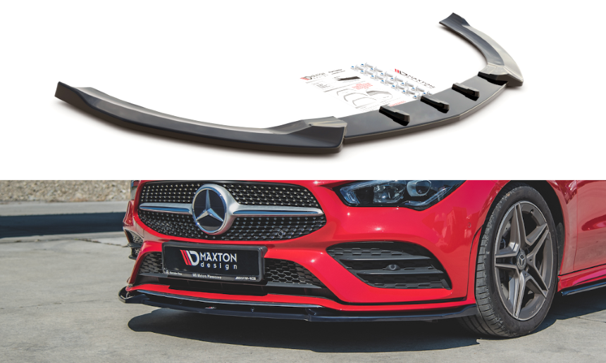 Voorspoiler passend voor Mercedes CLA AMG-Line C118 Maxton Design glans zwart