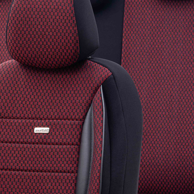 Universal Fabric Seat cover set 'SelectedFit Sports' Black/Red - 11-pieces -  Side-Airbags
