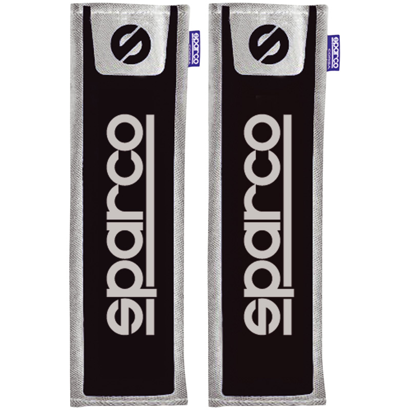 Sparco Seat Belt Pads - Black/Grey + Logo - 2 pieces