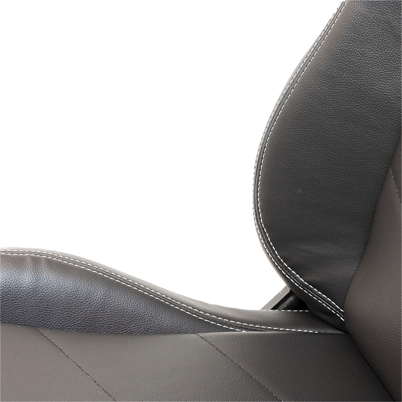 Sport seat 'TN' - Black Synthetic leather + Silver stitching - Dual-side reclinable back-rest - incl. slides