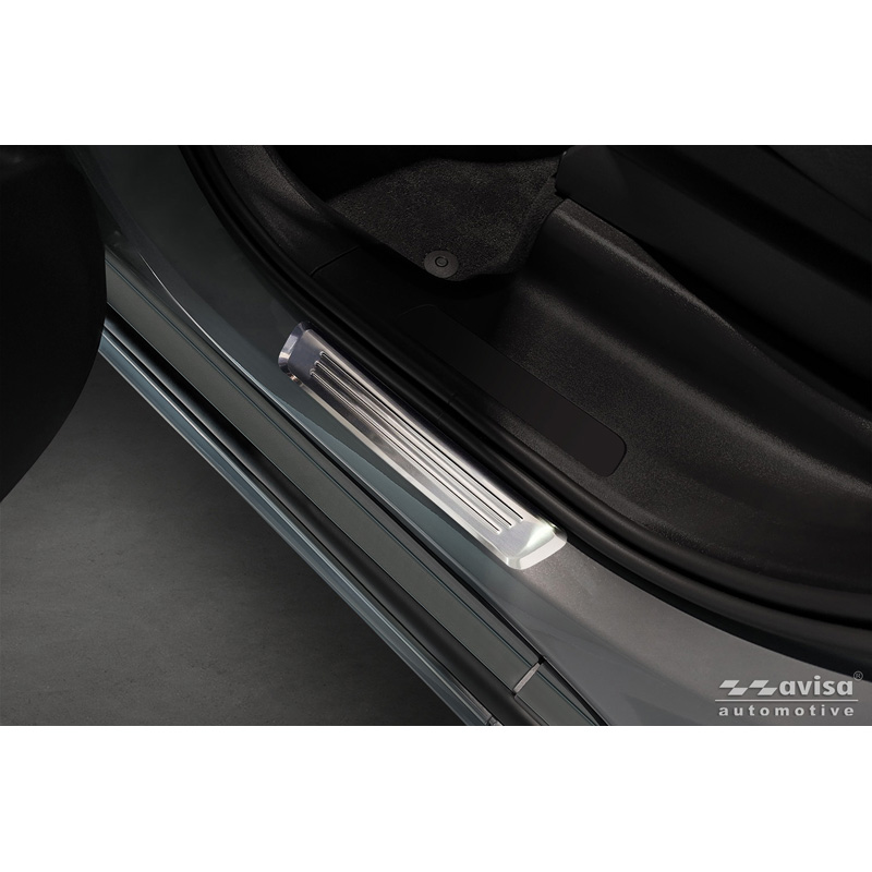 Avisa Inox door sill protectors  Volvo XC90 II 2015-2019 & Facelift 2019-2024 & Facelift 2024- - 'Lines' - 4-pieces