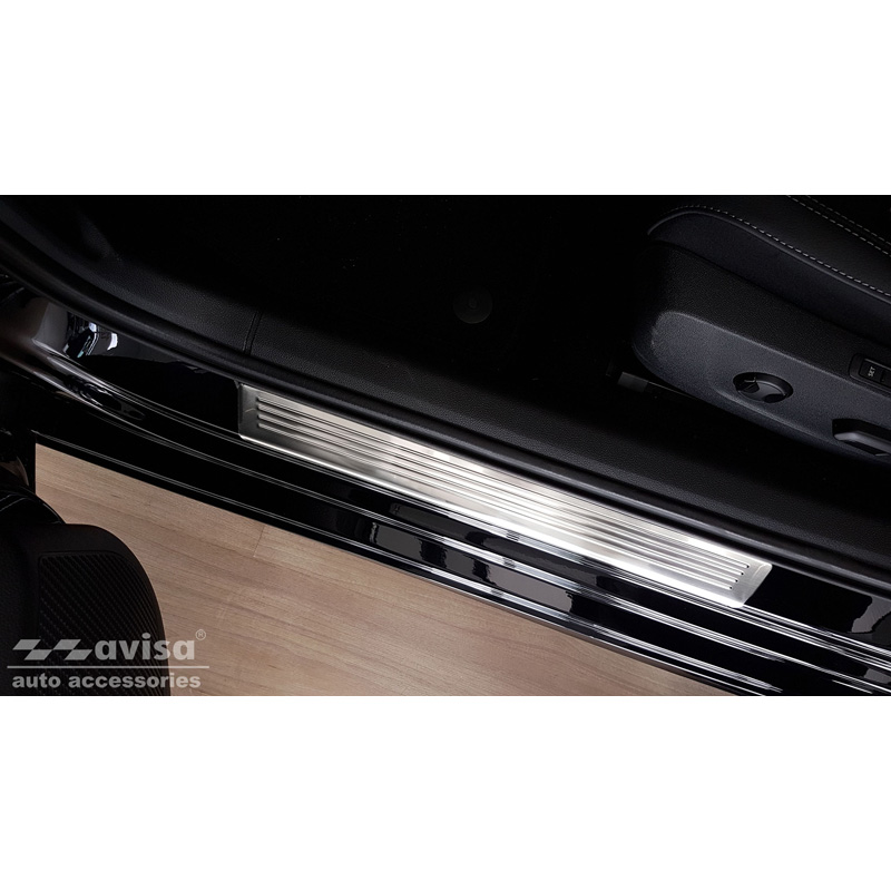 Inox door sill protectors  Skoda Octavia IV Sedan/Kombi 2020-2024 & FL 2024- 'Lines' - 4-pieces