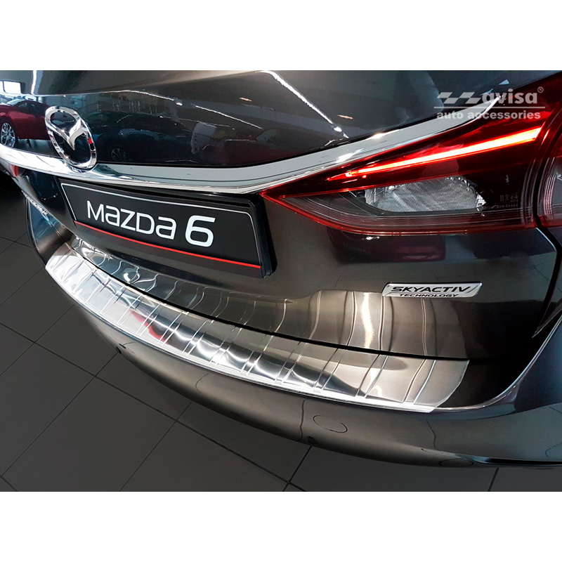 Stainless Steel Rear bumper protector  Mazda 6 III GJ combi 2012- 'Ribs' (Long Version)