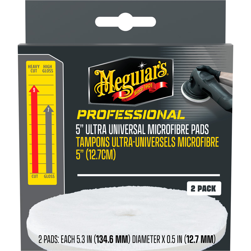 Meguiar's Professional Ultra Universal Microfibre Pads - 5.3'' diameter x 0.5'' (134.6mm x 12.7mm) - white - set of 2
