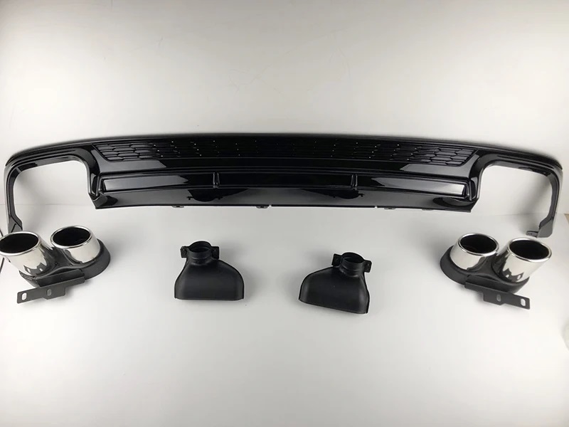 Diffuser passend voor Audi A6 C8 S6 Look Glans Zwart voor standaard bumper