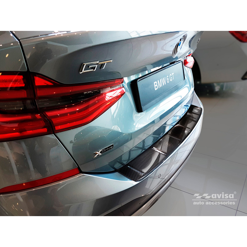Real 3D Carbon Rear bumper protector  BMW 6-Series Gran Turismo G32 2017- 'Ribs'