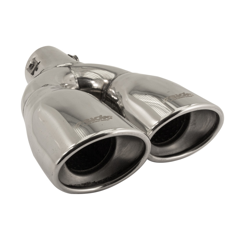Simoni Racing Exhaust Tip Double Oval/Slanting Inox - 167x67xL220mm - Installation 37->57mm - Right
