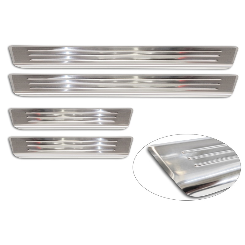 Inox door sill protectors  Volkswagen Tiguan II 2016-2020 & FL 2020- incl. Allspace 2017-2020 & FL 2020-2024 - 'Lines' - 4-pieces