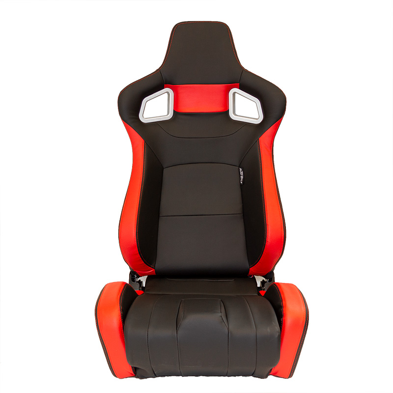 Sport seat 'RS6-II' - Matt-Black/Red Synthetic leather - Dual-side reclinable back-rest - incl. slides