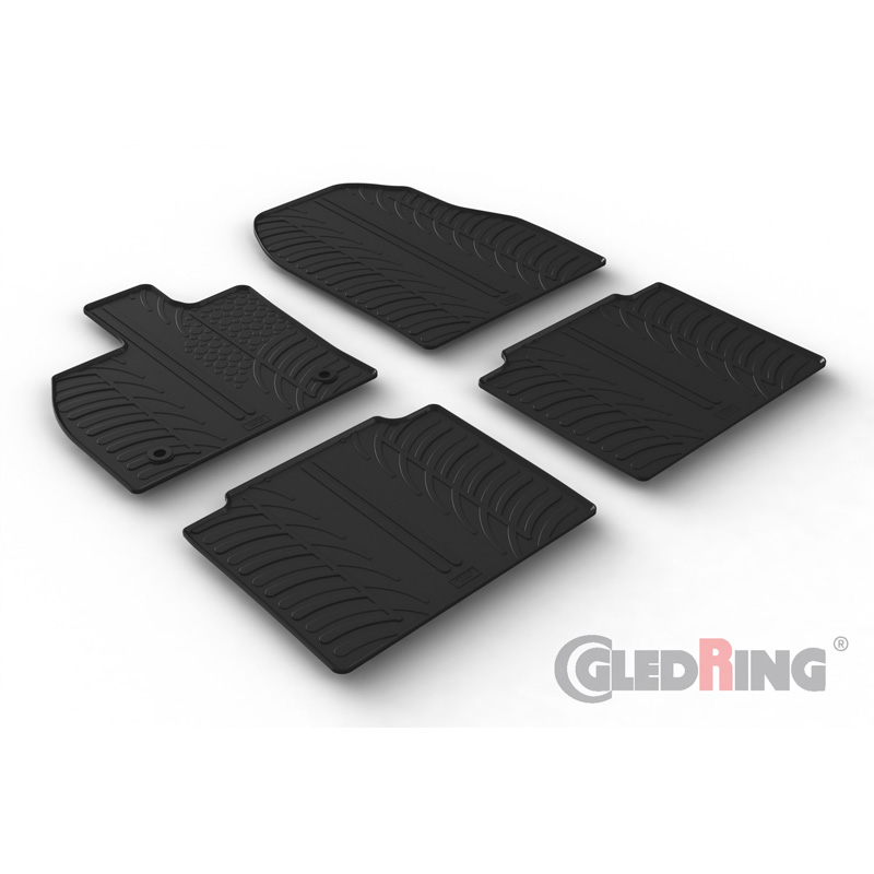 Rubber car mats set  Toyota bZ4X & Subaru Solterra 2021- (T profile 4-pieces + mounting clips)
