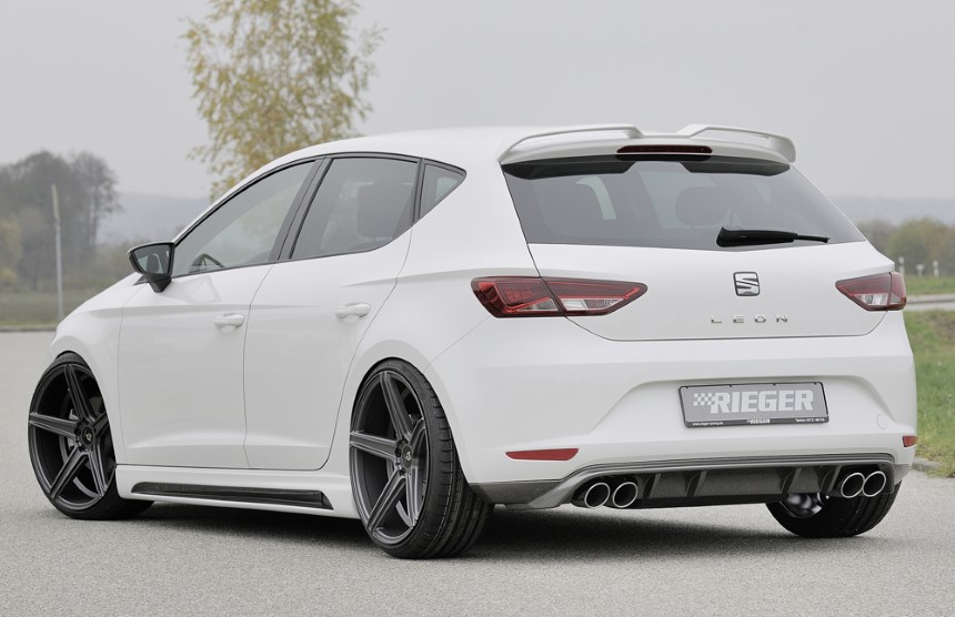 Diffuser passend voor Seat Leon F5 Rieger dubbele uitlaat links + rechts carbon-look