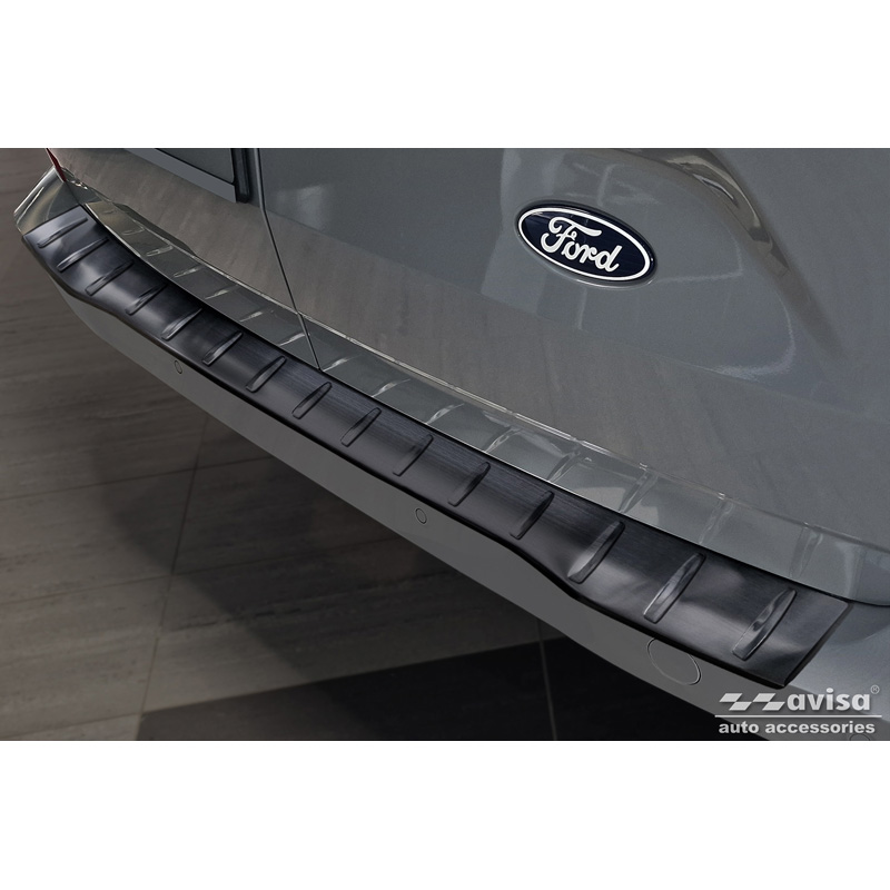 Black Stainless Steel Rear bumper protector  Ford Transit Custom & Tourneo Custom (V710) 2023- / Volkswagen Transporter T7 2024- 'Ribs'