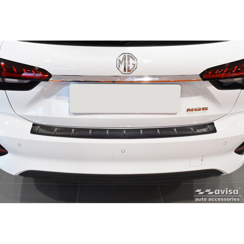 Black Stainless Steel Rear bumper protector  MG 5 SW (EV) 2022- 'British Flag'