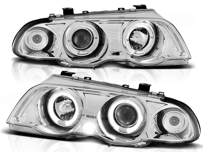 Headlights BMW E46 sedan 98-01 Angel Eyes Chrome