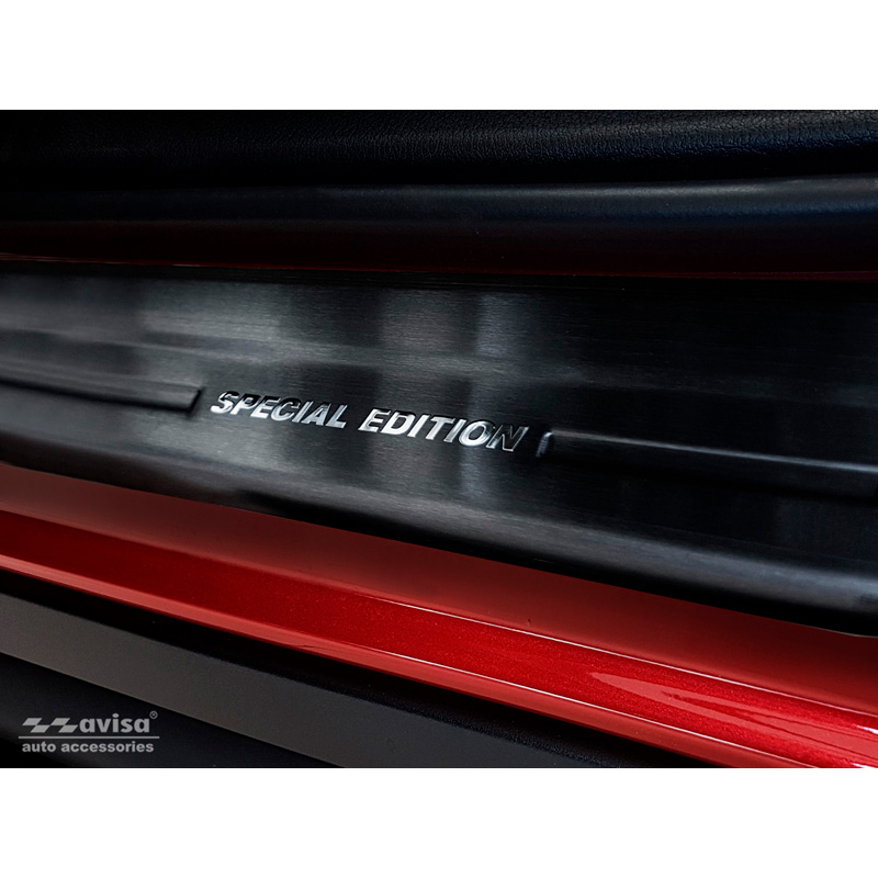 Black Stainless Steel Door sill protectors  Mazda CX-30 2019-  - Brushed Steel 'Special Edition' 4-pieces