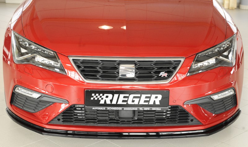 Voorspoiler passend voor Seat Leon FR/CUPRA 5F 2017-... Zwart Glans Rieger