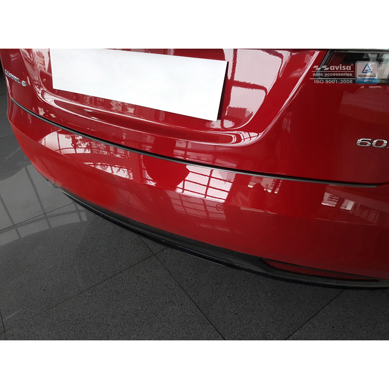 Stainless Steel Rear bumper protector 'Deluxe'  Tesla Model S 2012-2016 & Facelift 2016- Black/Black Carbon