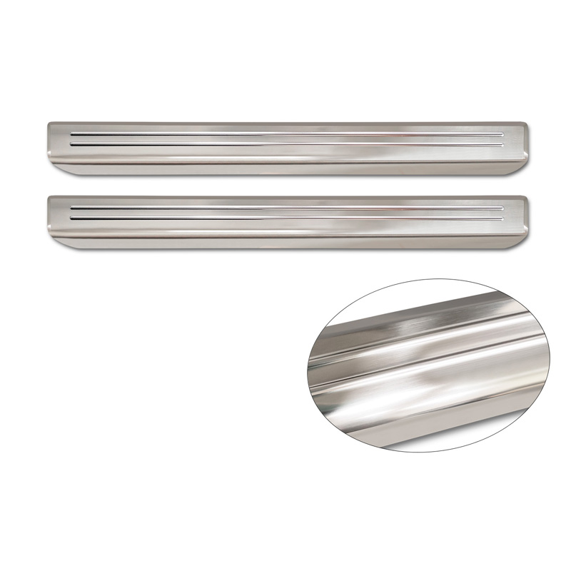 Inox door sill protectors  Volkswagen ID.Buzz 2022- - 'Lines' - 2-pieces