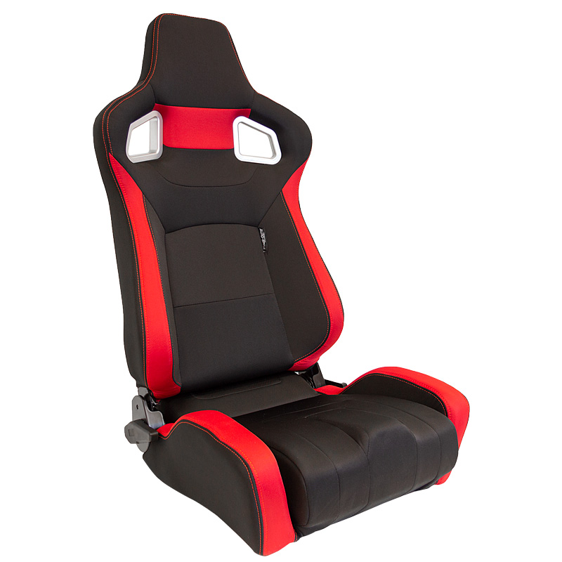 Sport seat 'RS6-II' - Black/Red Fabrics - Dual-side reclinable back-rest - incl. slides