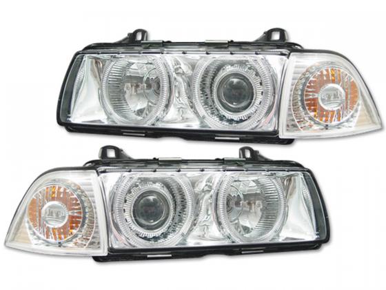 Hauptscheinwerfer BMW E36 limousine Angel Eyes Chrom