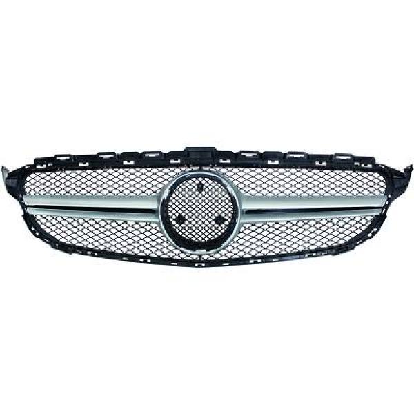 Grill passend voor Mercedes W205 13-18 Zwart Alu C63-look