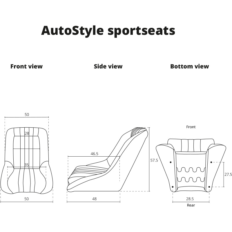 Sport seat 'Classic' - Black - Non-reclinable back-rest - incl. slides