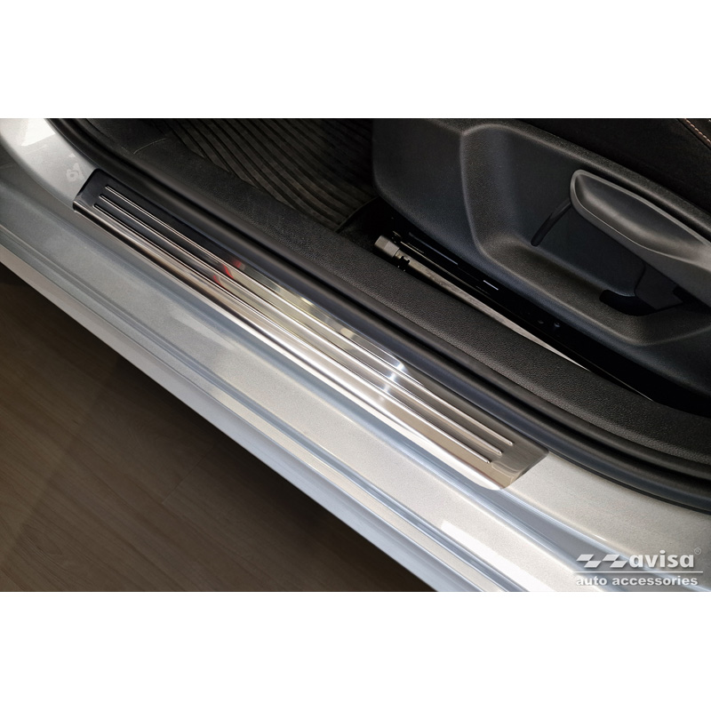 Stainless Steel Door sill protectors  Skoda Kamiq (NW4) 2019-2024 & FL 2024- 'Lines' - 4-pieces