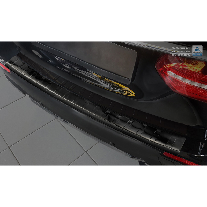 Black Stainless Steel Rear bumper protector  Mercedes E-Class W213 Kombi 2016- 'Ribs'
