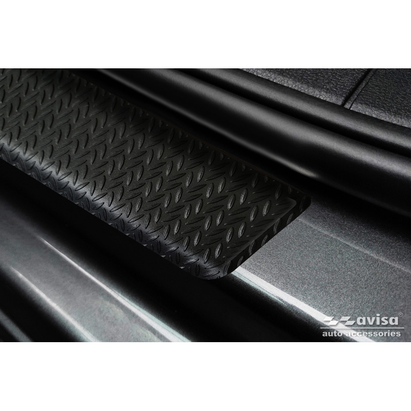 Aluminium door sill protectors 'Riffled Plate'  Volkswagen Caddy V 2020- - 2-pieces - Black