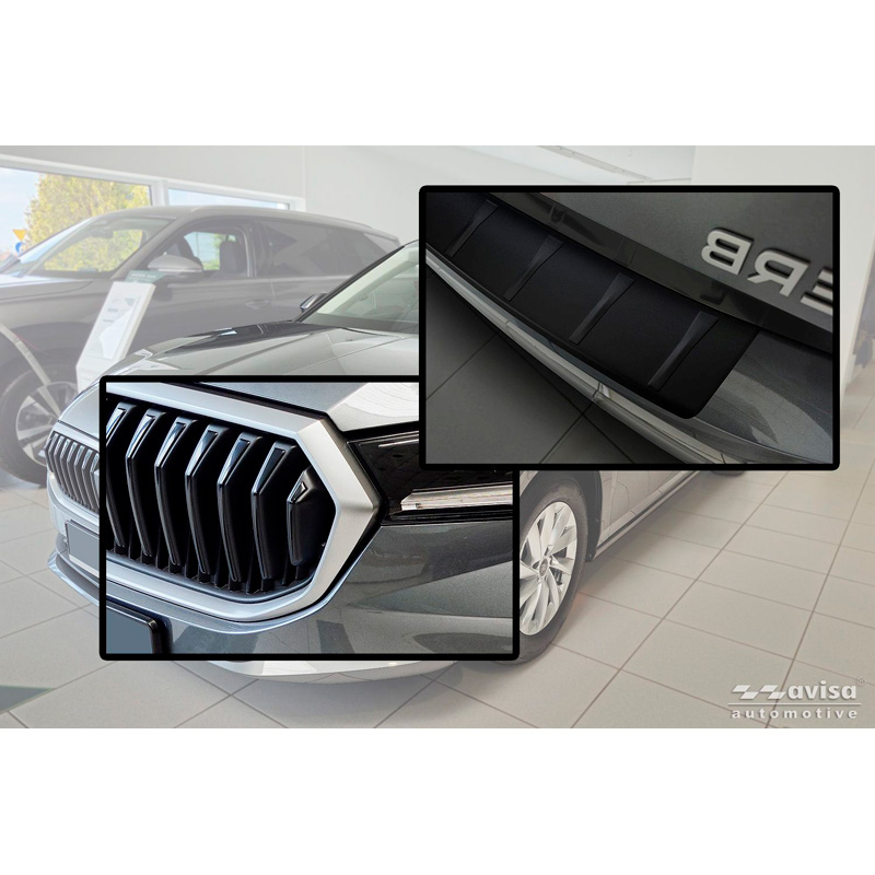 Avisa Stainless Steel Rear Bumper Protector  Skoda Superb IV Liftback 2024- - Matt Black