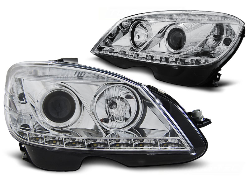 Headlights Mercedes C-Class W204 07-11 Chrome