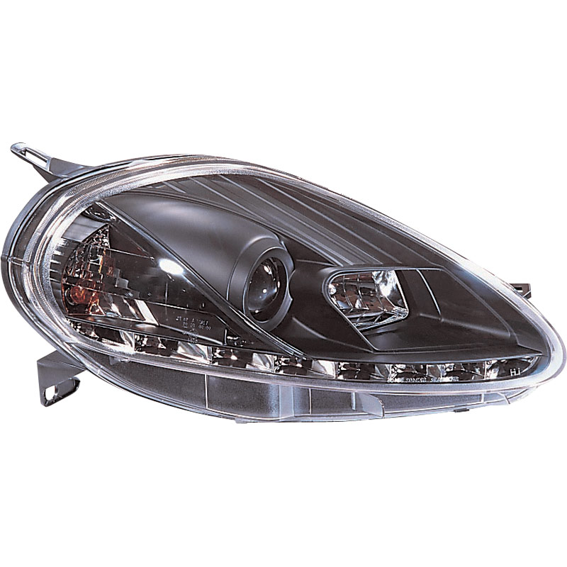 Set Headlights incl. DRL  Fiat Grande Punto 2005-2008 - Black - incl. Levelling Motor
