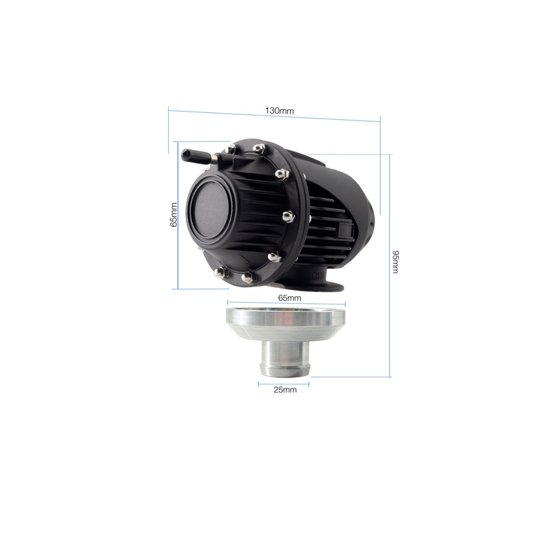 Simoni Racing Universal Blow-Off Valve Type 14 - for gasoline turbo engines - Connection 25mm, Length 95mm, Diameter 75mm - Black