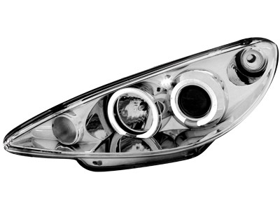 Headlights Peugeot 206 98-02 Angel Eyes Chrome