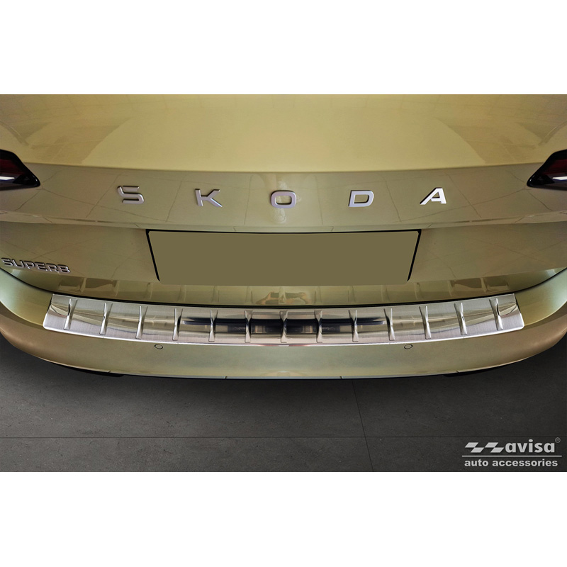 Stainless Steel Rear bumper protector  Skoda Superb IV Combi 2023- 'Ribs'