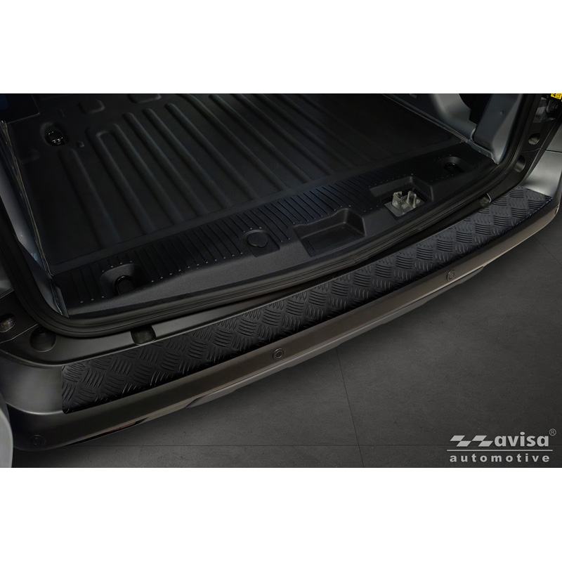 Avisa Matt Black Stainless Steel Rear bumper protector  Ford Transit Courier II / Tourneo Courier II 2023- 'Riffled Plate'
