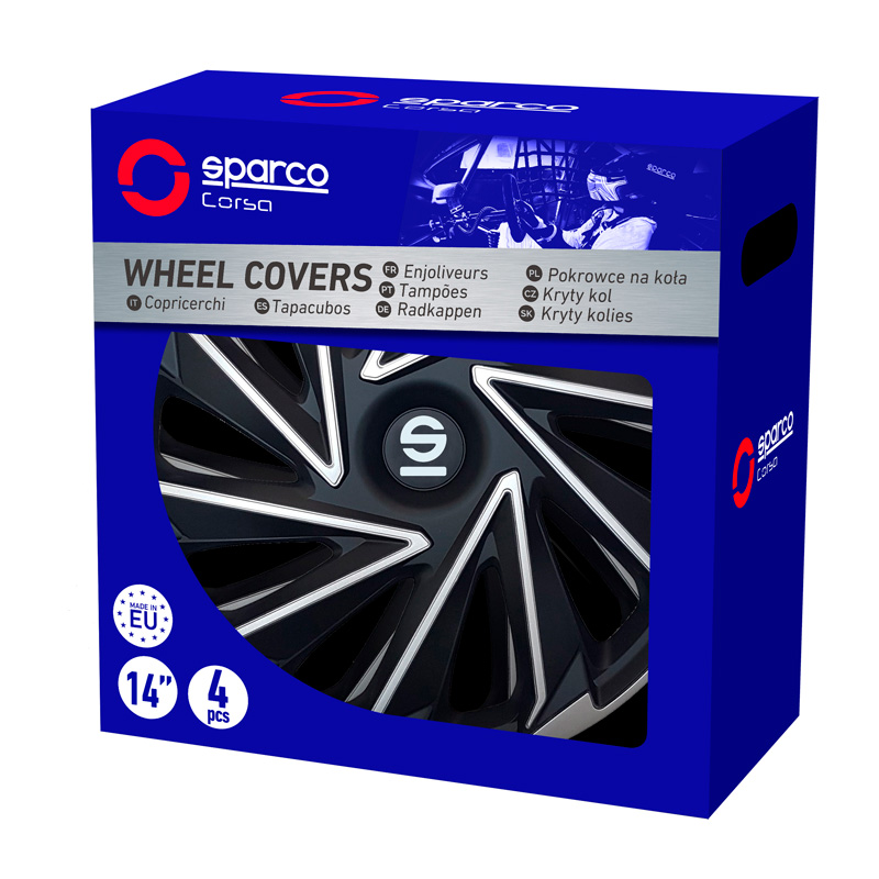 Sparco Wheel Covers Varese - 14-inch - Silver/Black - Set of 4 pieces