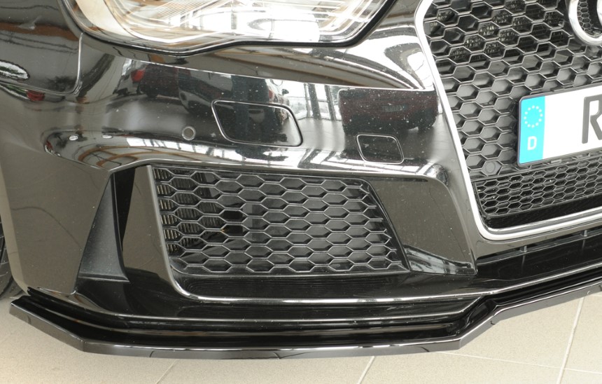 Voorspoiler passend voor Audi RS3 8V Sportback Rieger glans zwart
