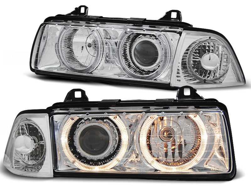 Headlights BMW E36 Angel Eyes Chrome
