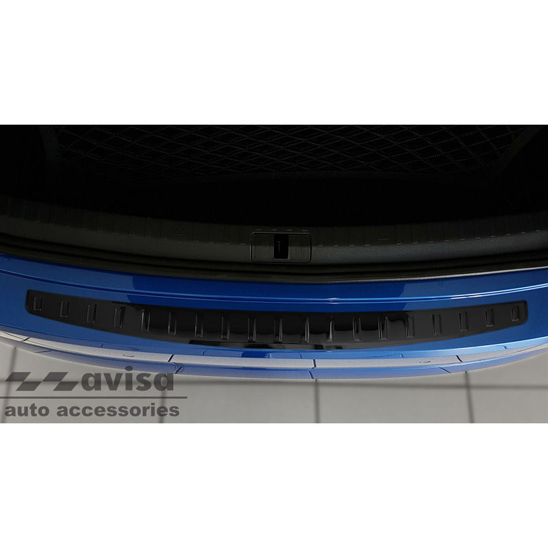 Black Stainless Steel Rear bumper protector  Skoda Octavia IV Liftback 2020-2024 & FL 2024- 'Ribs'