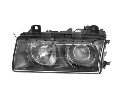 koplamp, Bosch, H7+H7, links, 09/1994-BMW 3 serie E36, 1992-1999