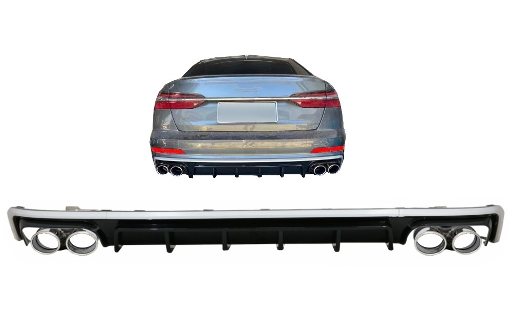 Diffuser passend voor Audi A6 S-Line C8 Zilver incl. sierstukken Chroom
