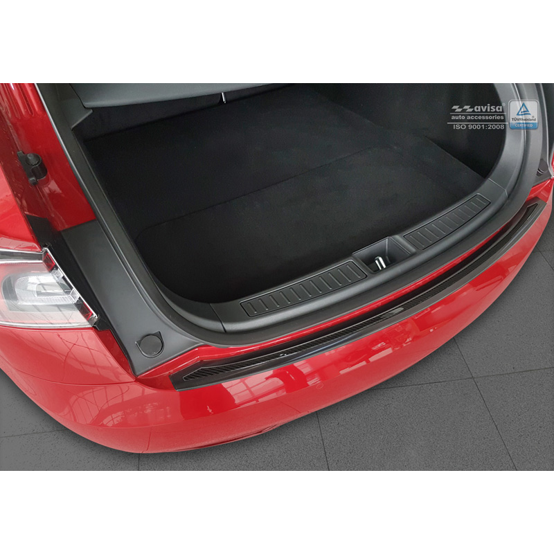 Stainless Steel Rear bumper protector 'Deluxe'  Tesla Model S 2012-2016 & Facelift 2016- Black/Black Carbon