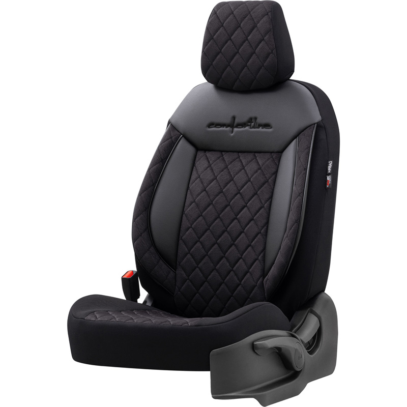 Universal Velours/Fabric Seat cover set 'Comfortline VIP' Black - 11-pieces -  Side-Airbags