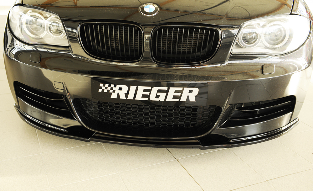 Voorspoiler passend voor BMW 1Serie E82/E88 2007-.. Zwart Glans Rieger