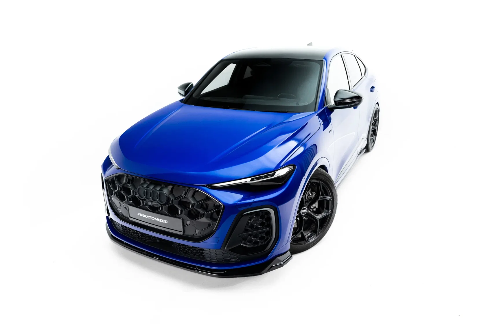Voorspoiler passend voor Audi Q5 S-Line Sportback / SUV Mk3 2024 - Maxton Glans Zwart