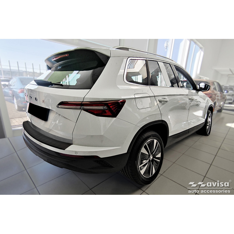 Matt Black Stainless Steel Rear bumper protector  Skoda Karoq Facelift 2022- + Sportline Facelift 2022-  'Ribs'