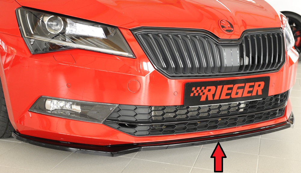 Voorspoiler passend voor Skoda Superb III 3T/3V 2013-2019 Zwart Glans Rieger