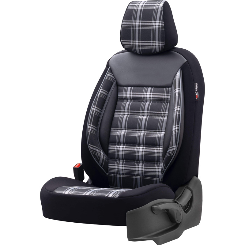 Universal Fabric Seat cover set 'Sports' Black/Grey - 11-pieces -  Side-Airbags