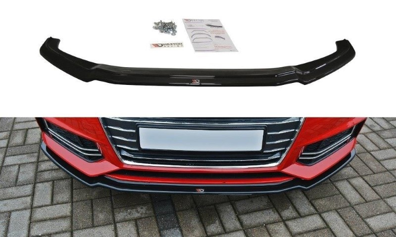 Voorspoiler passend voor Audi S4 / A4 S-Line B9 V.1 Glanzend Zwart